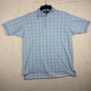 Vintage Polo by Ralph Lauren Mens Plaid Short Sleeve Polo Shirt Blue Size L